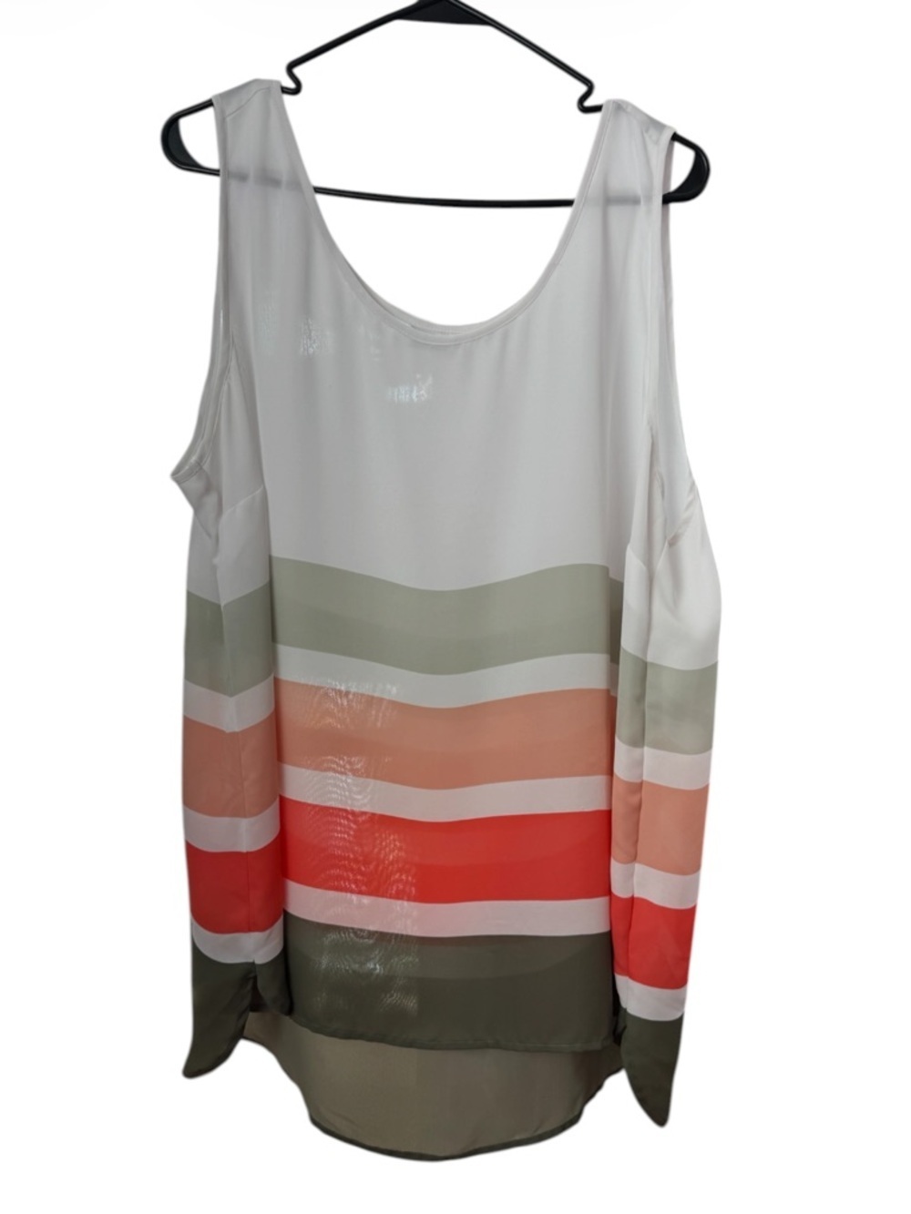 Liz Claiborne Colorblock Striped Tank Top Tunic - White & Coral - Size 2X - NWOT